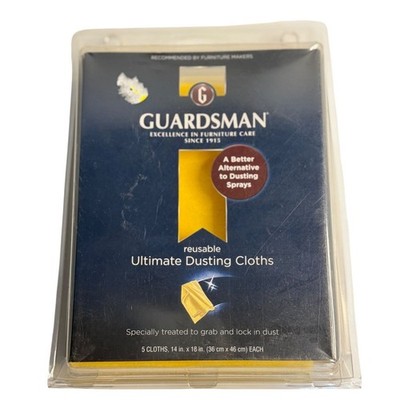 Guardsman Ultimate Dusting Cloths Yellow Reusable 5 Pack 14x18 Cotton Flannel