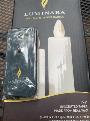 LUMINARA WHITE FLAMELESS CANDLE TAPERS SET OF 2-BATTERY OPERATED FREE REMOTE