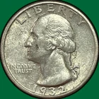 1932 Washington Quarter Silver Almost Uncirculated AU Coin #44290