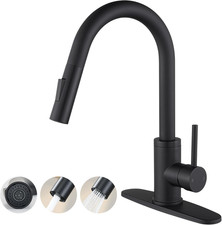 Kitchen Faucet with Pull-Down Sprayer, Matte Black, High-Arc Single Handle, Stai