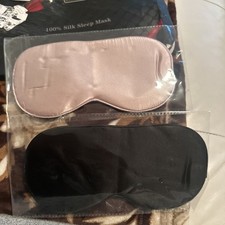 Silk Sleep Mask   2 Pack Silk Eye Mask for Sleeping, Adjustable Strap, 100 