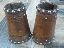 Antique F.M. Stern San Jose Calif. Floral Tooled & Spotted Cuffs