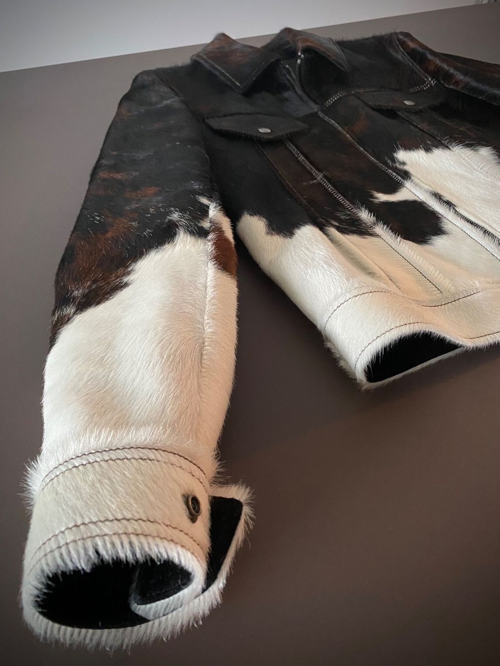 PONY Giacca in pelle di mucca da uomo capelli di mucca su pelle di cavallo western