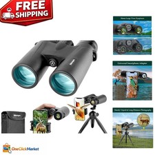 Binoculars 12x42 - Waterproof, Lightweight, Tripod Adapter Included