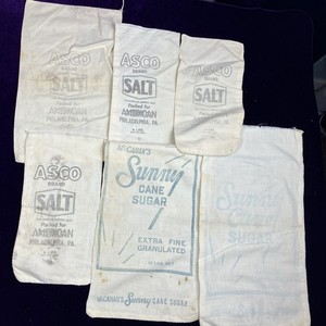 Vintage Antique Sunny Asco Salt Sugar Sack Bags Feed 1900 1920s