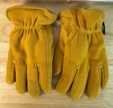 Thinuslate Mustard Yellow Suede-like sherpa lined XL Men's Gloves, Winter, Warm