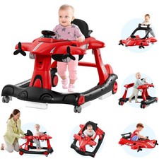Xilingol 6-in-1 Baby Walker with Wheels, Adjustable Height  Speed Red