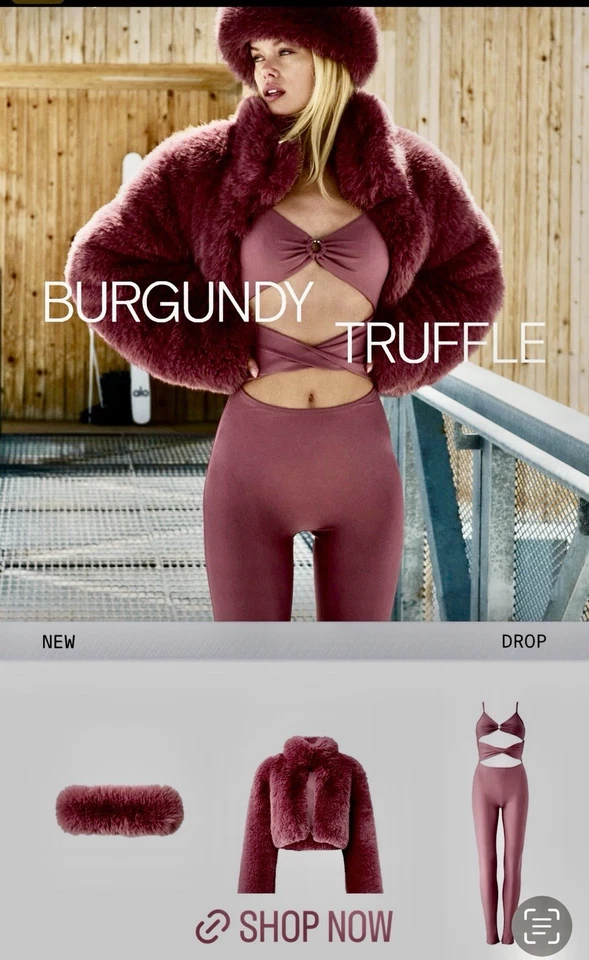 Alo Edición Limitada, Chaqueta de Piel Sintética Trufa Borgoña y Diadema Foto 3 de 4