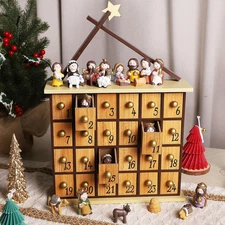 Nativity Advent Calendar 24 Pieces Figures 24 Drawers Christian Christmas Gift