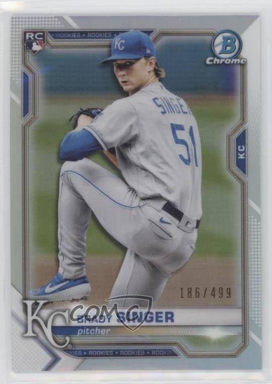 2021 Bowman Chrome Refractor 186/499 Brady Singer #43 6u5