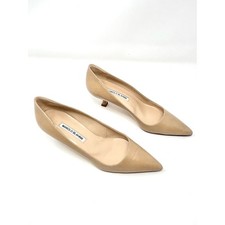 Manolo Blahnik BB 50 Napa Beige Pointed Toe Kitten Heel Pumps Vintage Y2K 38.5