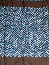 Vintage ECHO 100 SILK Made in Japan 22" Square Scarf Dark Brown  Blue Zig Zag