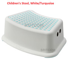 Neu IKEA FÖRSIKTIG Kinder Tritthocker weiß/türkis rutschfest