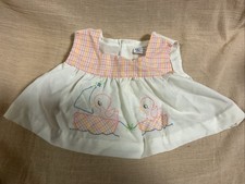 Vintage Baby Girl's Dress Size 6-9 Months Plaid With Duckies