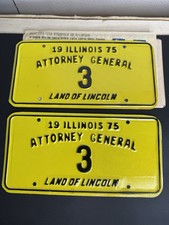 Vintage Illinois 1975 Attorney General License Plates Will Scott New With Papers