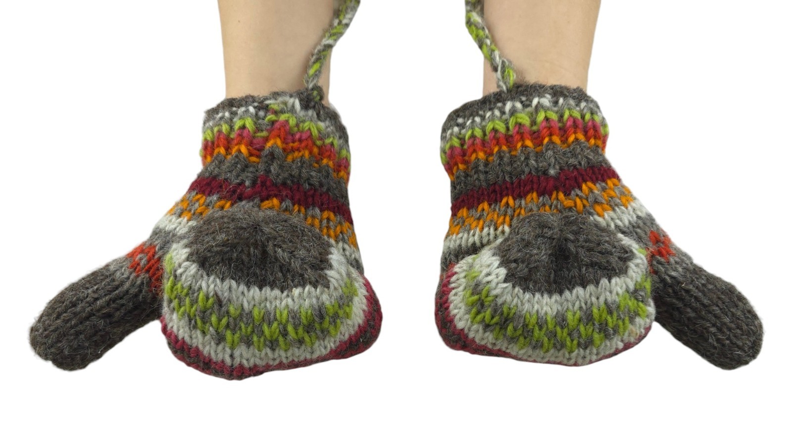 Pachamama Womens Wool Hand Knit Fair Isle Pattern Fleece Lined Mittens One Size image 6