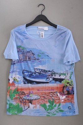   Laura Kent Kurzarmbluse Classic Bluse für Damen Gr. 44, XL blau aus Viskose  