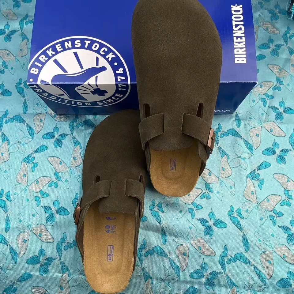 Birkenstock Boston Clásico Moca Gamuza Cuero Unisex Zapatos Estrechos/Anchos EU 37-45 Foto 3 de 4