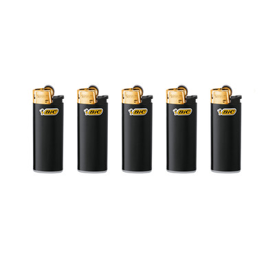 BiC Mini Feuerzeug, J25, Schwarz/Gold - 5 Stk im Set