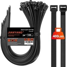 Long Zip Ties Heavy Duty 24 inch，500 LBS 24 inch 100 pack 500LBS, Black 