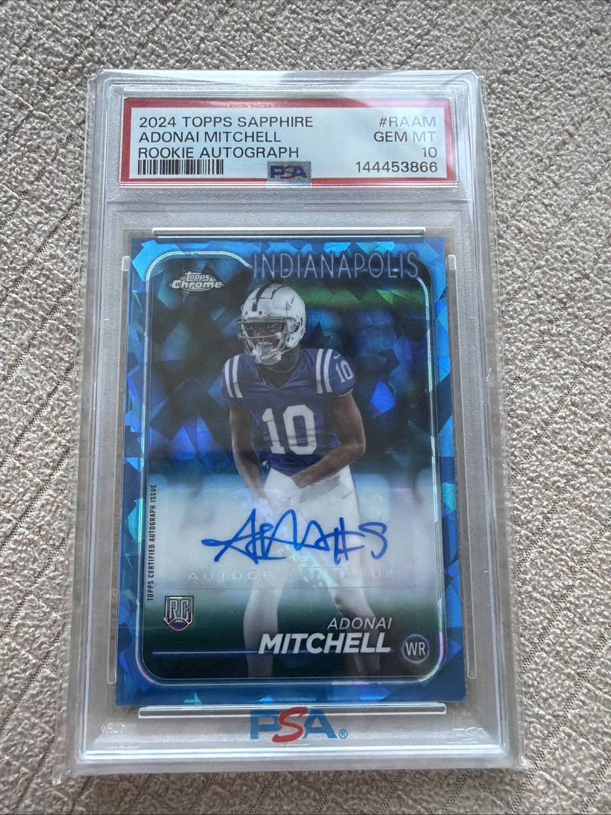 Adonai Mitchell Topps Chrome Sapphire Rookie Autographs #RAAM Base