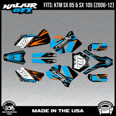 Graphics Kit for KTM 85SX 105SX SX85 SX105 (2006-2012) Rugged - Cyan