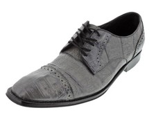 Mens Real Crocodile Skin Dress Shoes Gray Leather Oxfords Lace Up Size 7.5, 8