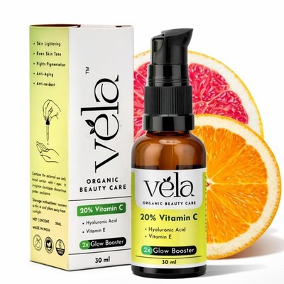 Vela's 20% Vitamin C Glow Booster Face Serum with Vitamin E & Hyaluronic 30ml