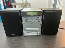 Panasonic SA-PM15 CD Cassette AM/FM Stereo System w/Speakers RCA Silver/Black