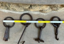 Lotto 4 anelli da muro per bovivi ferro battuto toro bue catena