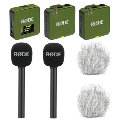 Rode Wireless GO Gen 3 Moss Khaki mit 2x Interview GO und 2x WSBW Windschutz - Bild 1 von 4