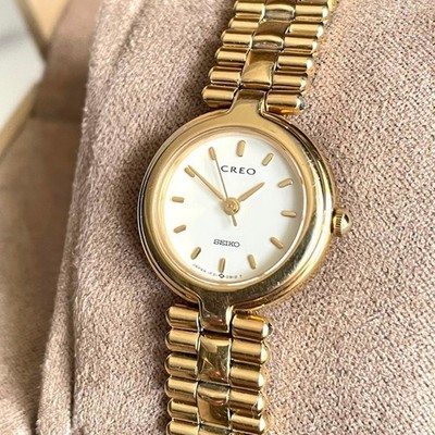 SEIKO Creo Gold Tone Quartz Running Watch Japan