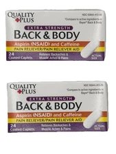 Pain Reliever Aspirin Back Body Aches Cramp Reliever Extra Strength (PACK OF 2)