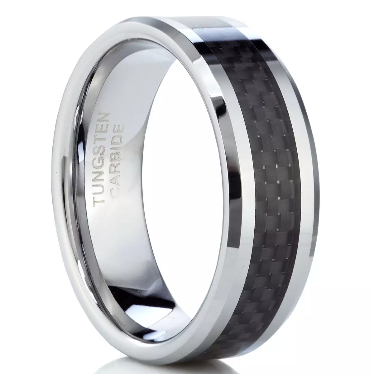Tungsten Carbide Wedding Band Men's Engagement Ring Black Carbon