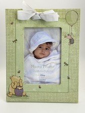 Disney Winnie The Pooh Photo Frame 4x6 Baby Nursery Green Bow C.R. Gibson