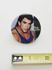 VINTAGE 1985 WWF PROMO BUTTON #9 RICKY THE DRAGON STEAMBOAT TITAN WRESTLING PIN