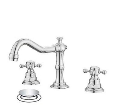 BWE 8 in. Widespread 2-Handle 3-Hole Bathroom Faucet w/ Drain Kit in Chrome