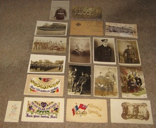 Lot 17 x WW1 Military Postcards inc Silks Portraits Soldiers Sailors