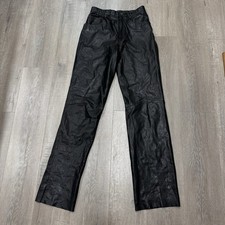 Vintage Wilsons Leather Suede Black 100 Leather Pants Straight Size 8 VTG Biker