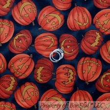 BonEful Fabric FQ Cotton Quilt Black Orange Happy Pumpkin Face Jack Lantern Sale