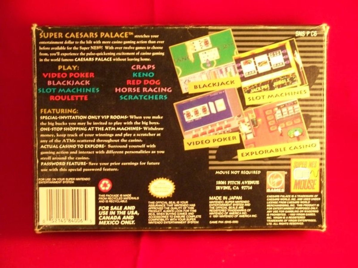 SNES SUPER CAESARS PALACE Game NICE!! Casino and Cards | eBay