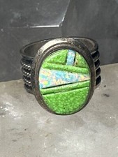 Zuni ring lab opal band size 6 southwest sterling silver women