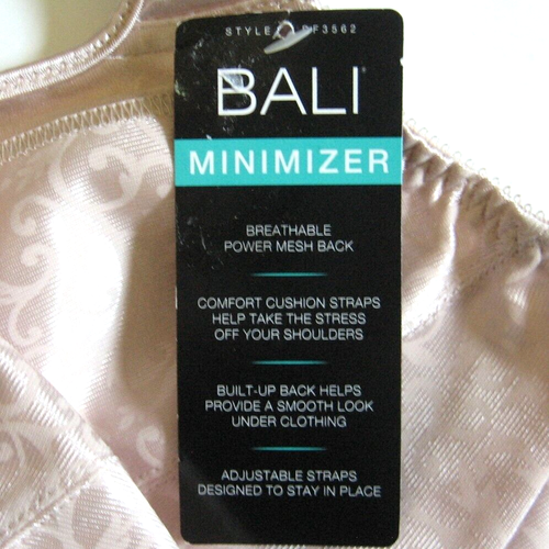 Bali Bra 34DDD Rosewood Minimizer Underwire Satin Tracings Style #DF3562 New - Picture 3 of 6