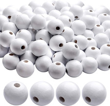 White Wooden Beads, 100Pcs 16Mm round Wooden Beads with 4Mm Hole for DIY Crafts