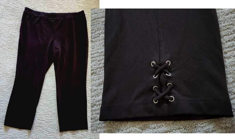SUSAN GRAVER brown stretch pull-on ankle pants (XL) cross-tie back legs 26” inse