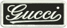2x5 GUCCI EMBROIDERY PATCH SEW ON BACK WHITE ON BLACK