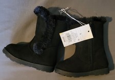 NWT Cat Jack Katrina Toddler Girls Black faux suede Boots Plush Inside size 5