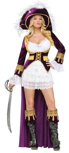Caribbean Queen Costume Adult Women's Velvet Pirate Halloween