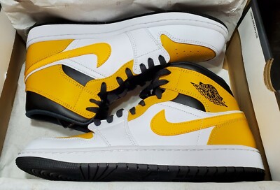 New Air Jordan 1 Mid University Gold Toe 554724-170 Men display picture 1