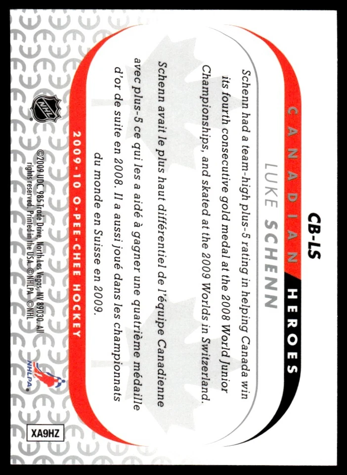 2009-10 O-Pee-Chee Canadian Heroes Luke Schenn Canada #CB-LS - Image 2 of 2